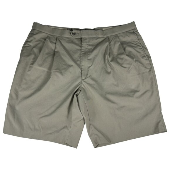 Sansabelt Pleated Front Chino Shorts Men's 44 Beige 9.5" Inch Inseam Pockets - Picture 1 of 5